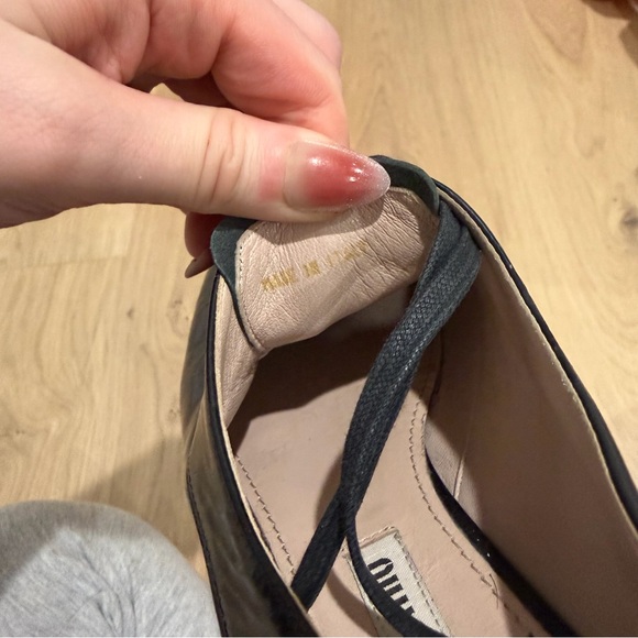 Miu Miu Black Patent Leather Flats with Crystal Heel - Picture 8 of 8